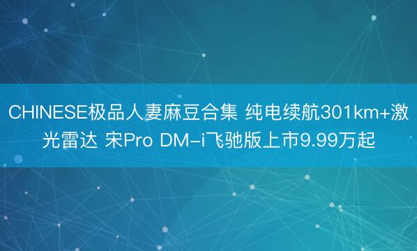 CHINESE极品人妻麻豆合集 纯电续航301km+激光雷达 宋Pro DM-i飞驰版上市9.99万起