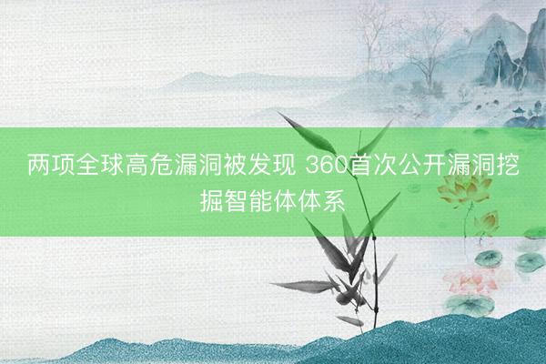 两项全球高危漏洞被发现 360首次公开漏洞挖掘智能体体系