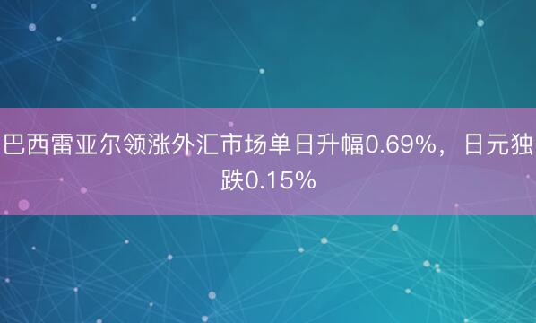 巴西雷亚尔领涨外汇市场单日升幅0.69%，日元独跌0.15%