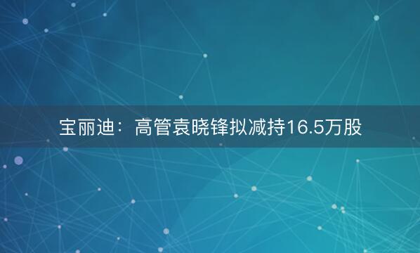 宝丽迪：高管袁晓锋拟减持16.5万股
