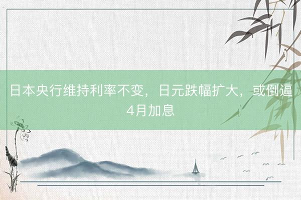 日本央行维持利率不变，日元跌幅扩大，或倒逼4月加息