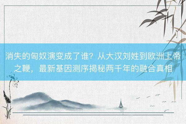 消失的匈奴演变成了谁？从大汉刘姓到欧洲上帝之鞭，最新基因测序揭秘两千年的融合真相