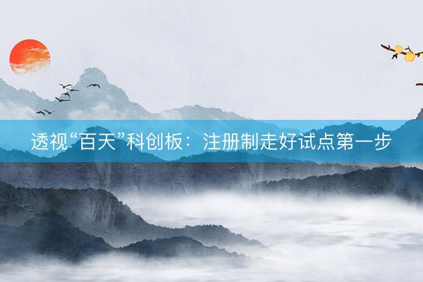 透视“百天”科创板：注册制走好试点第一步