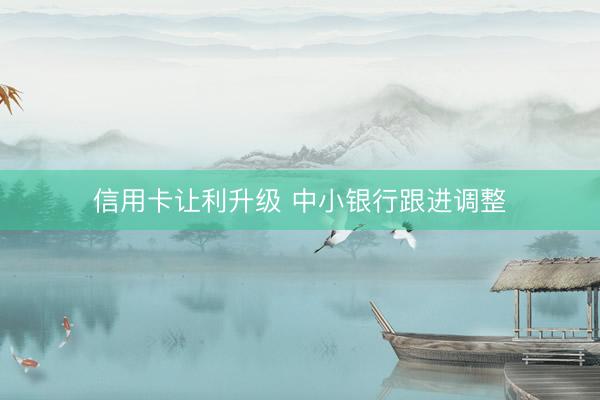 信用卡让利升级 中小银行跟进调整