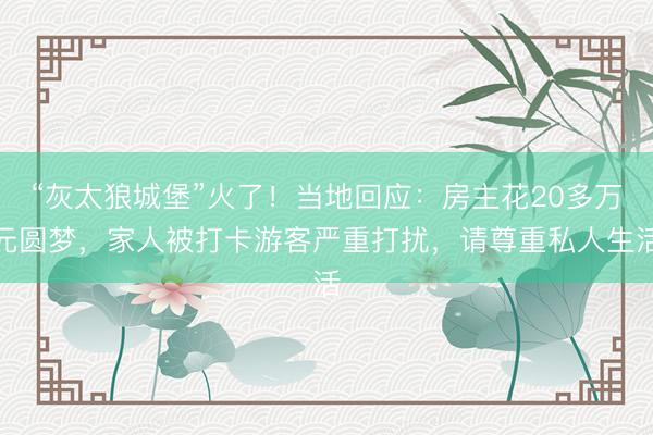 “灰太狼城堡”火了！当地回应：房主花20多万元圆梦，家人被打卡游客严重打扰，请尊重私人生活