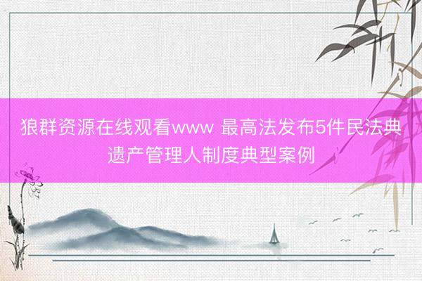 狼群资源在线观看www 最高法发布5件民法典遗产管理人制度典型案例