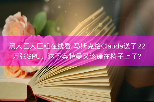 黑人巨大巨粗在线看 马斯克给Claude送了22万张GPU，这下奥特曼又该瘫在椅子上了？