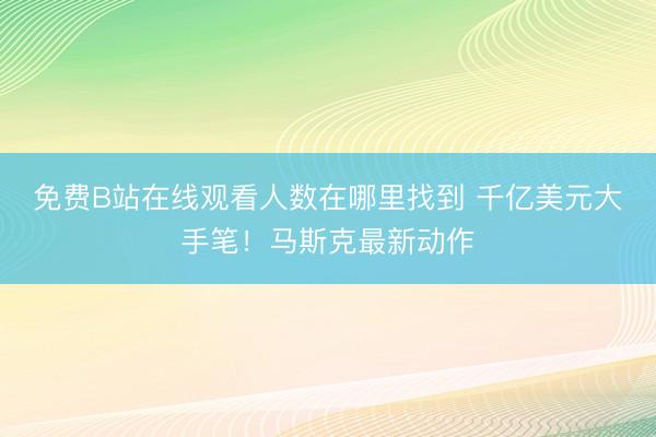 免费B站在线观看人数在哪里找到 千亿美元大手笔！马斯克最新动作