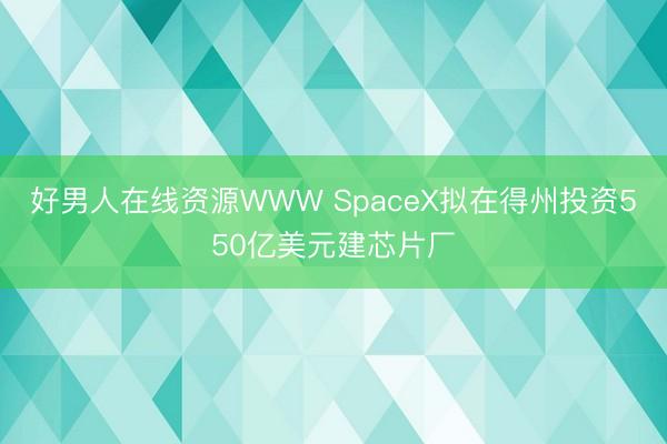 好男人在线资源WWW SpaceX拟在得州投资550亿美元建芯片厂