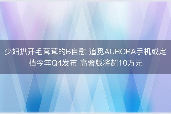 少妇扒开毛茸茸的B自慰 追觅AURORA手机或定档今年Q4发布 高奢版将超10万元
