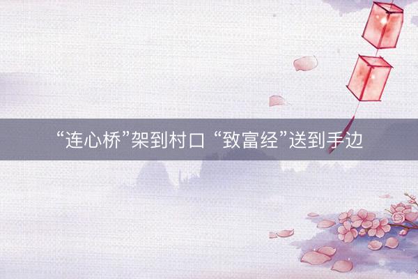 “连心桥”架到村口 “致富经”送到手边