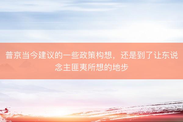 普京当今建议的一些政策构想，还是到了让东说念主匪夷所想的地步