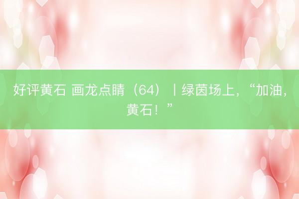 好评黄石 画龙点睛（64）丨绿茵场上，“加油，黄石！”