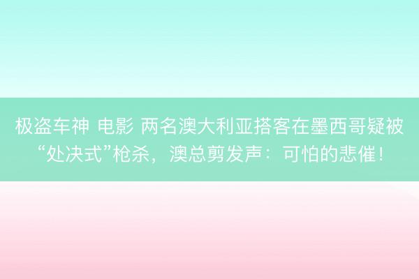 极盗车神 电影 两名澳大利亚搭客在墨西哥疑被“处决式”枪杀，澳总剪发声：可怕的悲催！