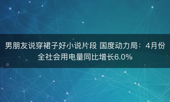 男朋友说穿裙子好小说片段 国度动力局：4月份全社会用电量同比增长6.0%