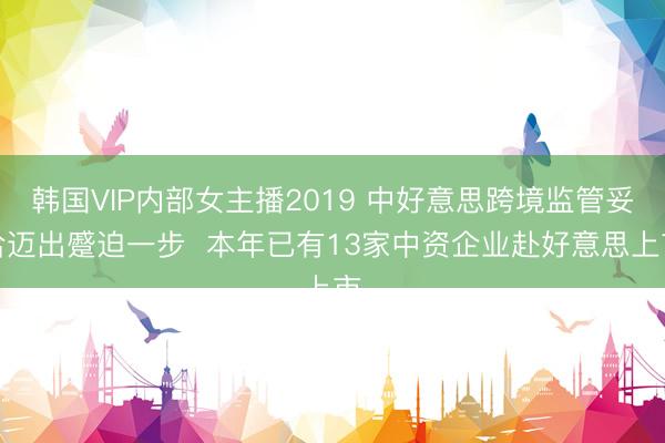 韩国VIP内部女主播2019 中好意思跨境监管妥洽迈出蹙迫一步  本年已有13家中资企业赴好意思上市