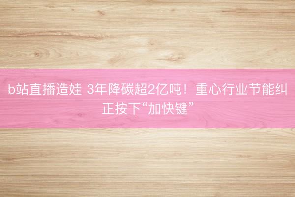 b站直播造娃 3年降碳超2亿吨！重心行业节能纠正按下“加快键”