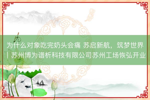 为什么对象吃完奶头会痛 苏启新航，筑梦世界｜苏州博为谱析科技有限公司苏州工场恢弘开业