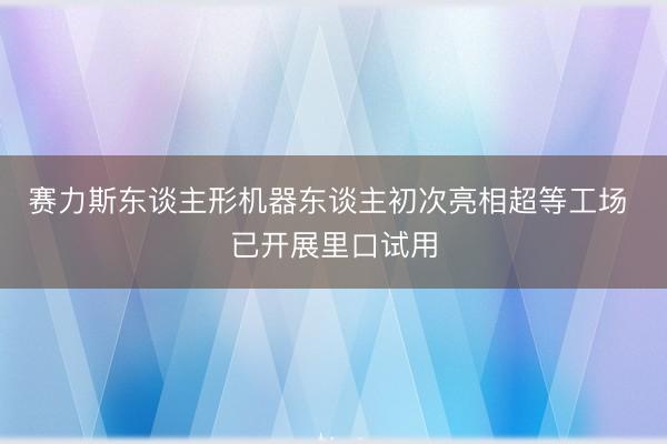 赛力斯东谈主形机器东谈主初次亮相超等工场 已开展里口试用