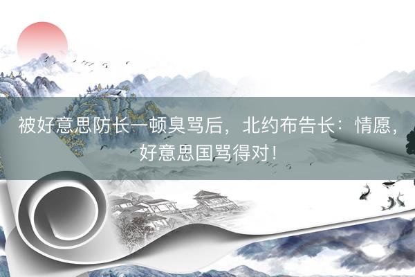 被好意思防长一顿臭骂后,北约布告长:情愿,好意思国骂得对!